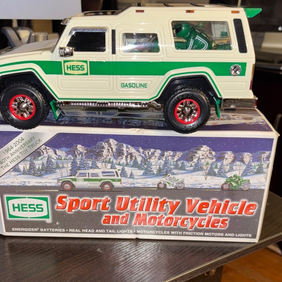 Hess Sport Utility Vehicle and Motorcycles Toy - Green and White